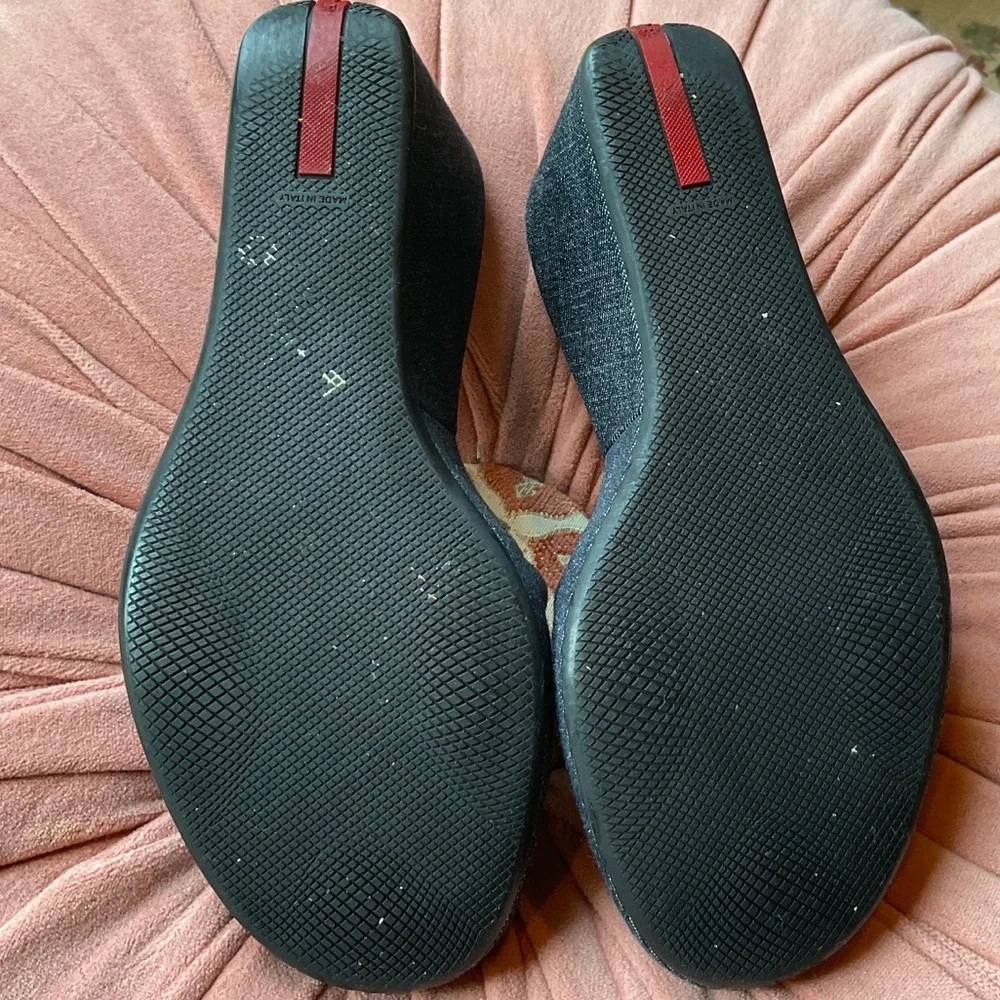 Prada Denim Wedge Slides, Size 36.5 - Picture 6 of 10